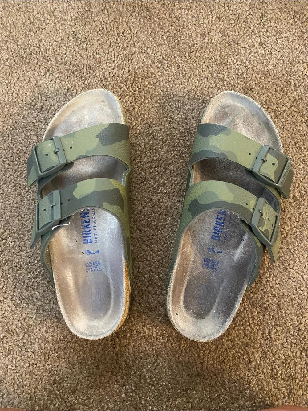 Birkenstock Kids Two-Strap Camo Sandals in Olive Green